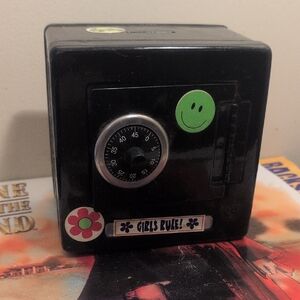 Y2K Limited Too 6" Black Mini Combination Safe Coin Piggy Bank Girl Rule Vintage